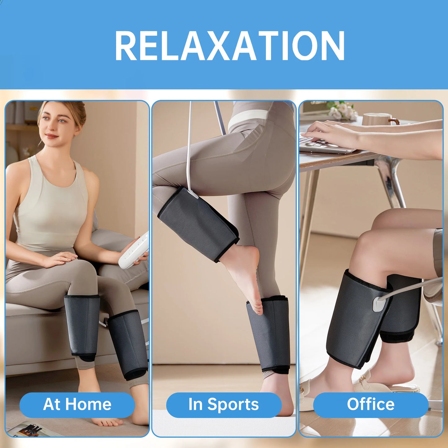 Smart Portable Leg Massager - 3 Levels of Pressure and Heat Therapy