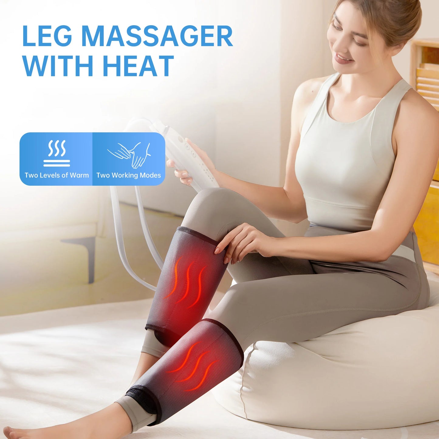 Smart Portable Leg Massager - 3 Levels of Pressure and Heat Therapy