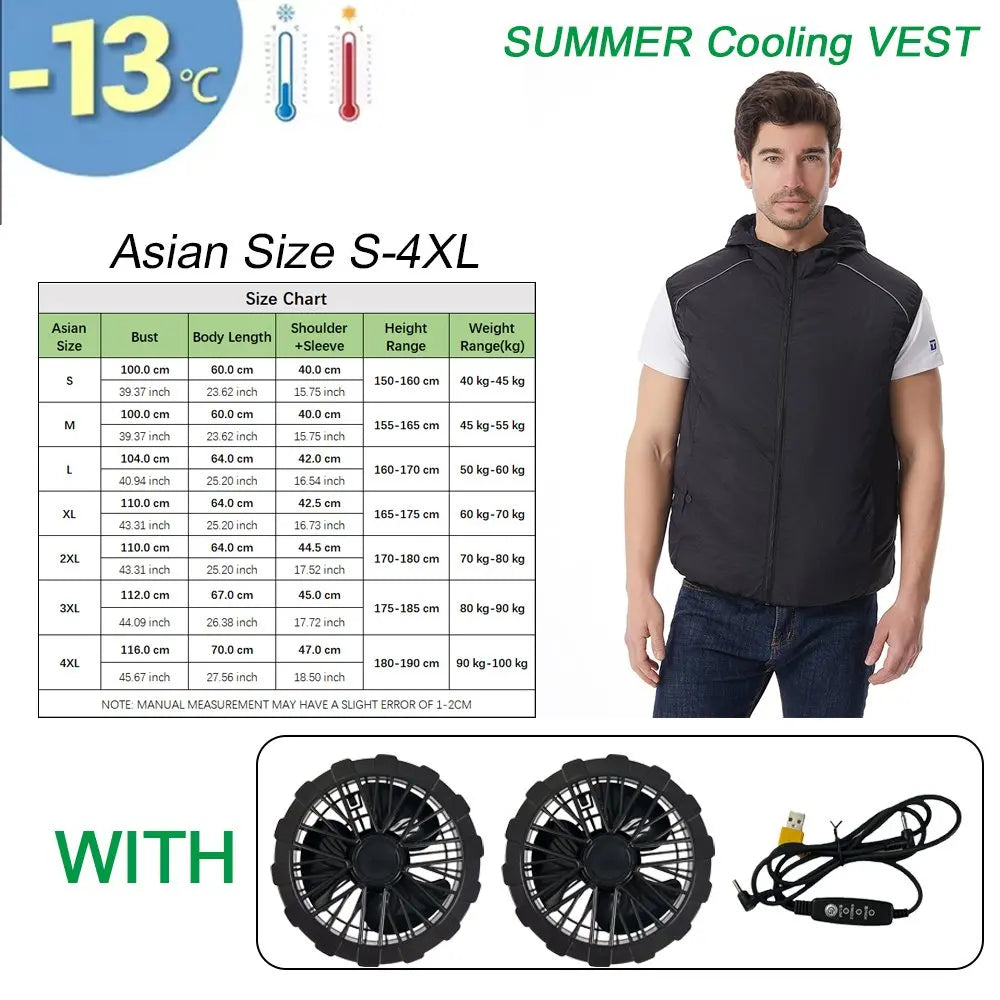 Summer Sport Fan Air Condition Cool Man Woman Travel Ultralight Brand Outdoor Vest Clothes Jacket Sun Windbreaker Fishing Worker