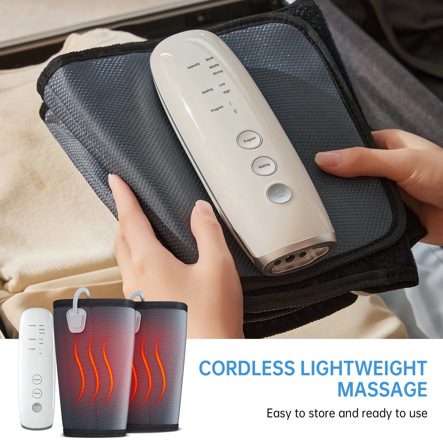 Smart Portable Leg Massager - 3 Levels of Pressure and Heat Therapy