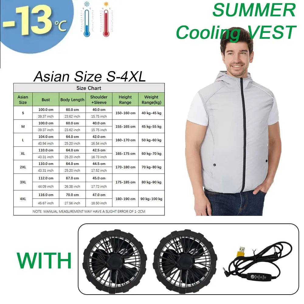 Summer Sport Fan Air Condition Cool Man Woman Travel Ultralight Brand Outdoor Vest Clothes Jacket Sun Windbreaker Fishing Worker