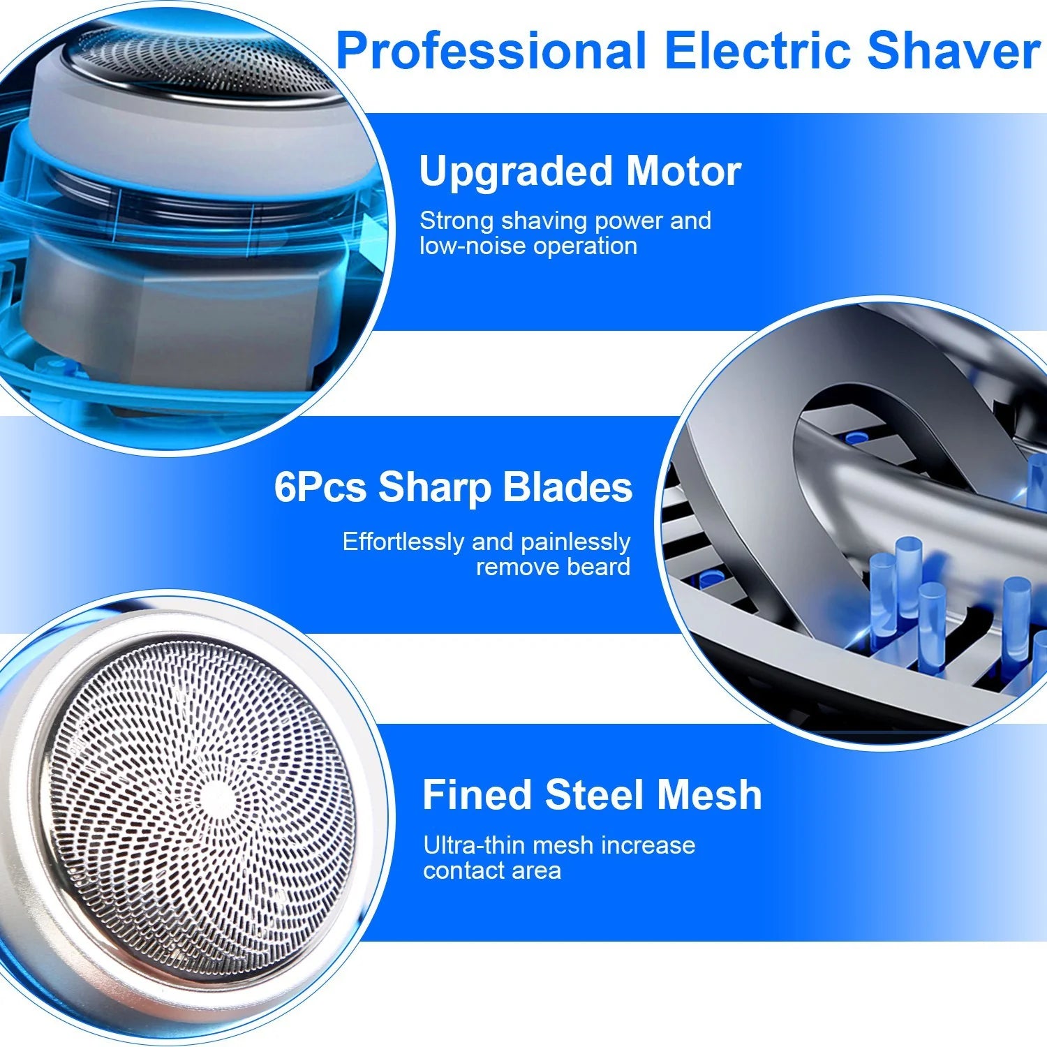 Men Portable Type-C Rechargeable Electric Shaver with Led Digital Display