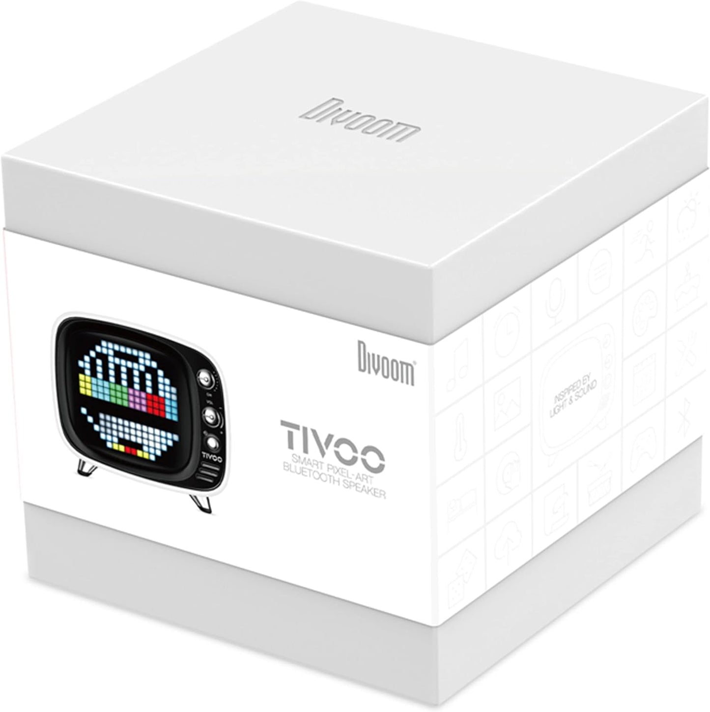 Mini Retro Bluetooth Speaker with 16X16 LED Display APP Control- Cool Animation & Gaming Room Setup & Bedside Alarm(White)