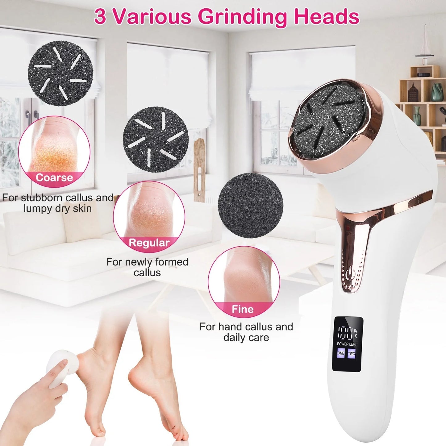Electric Foot File with Vacuum Rechargeable Foot File Dead Skin Pedicure Machine