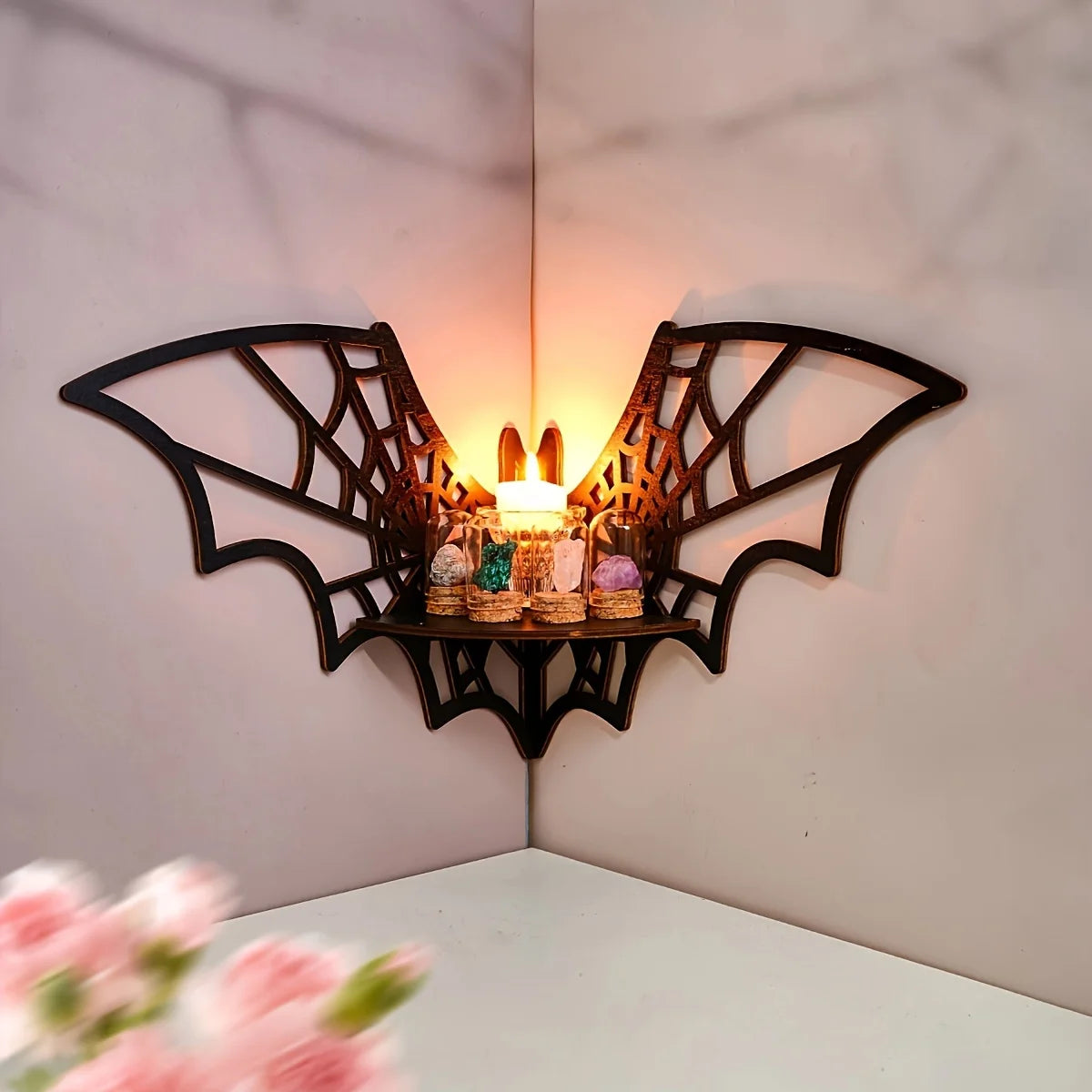 1Pcs Floating Animal Display Shelf, Wall Shelf, Corner Hollowing Creative Shape Storage Shelf, Home Decoration,Used in Halloween