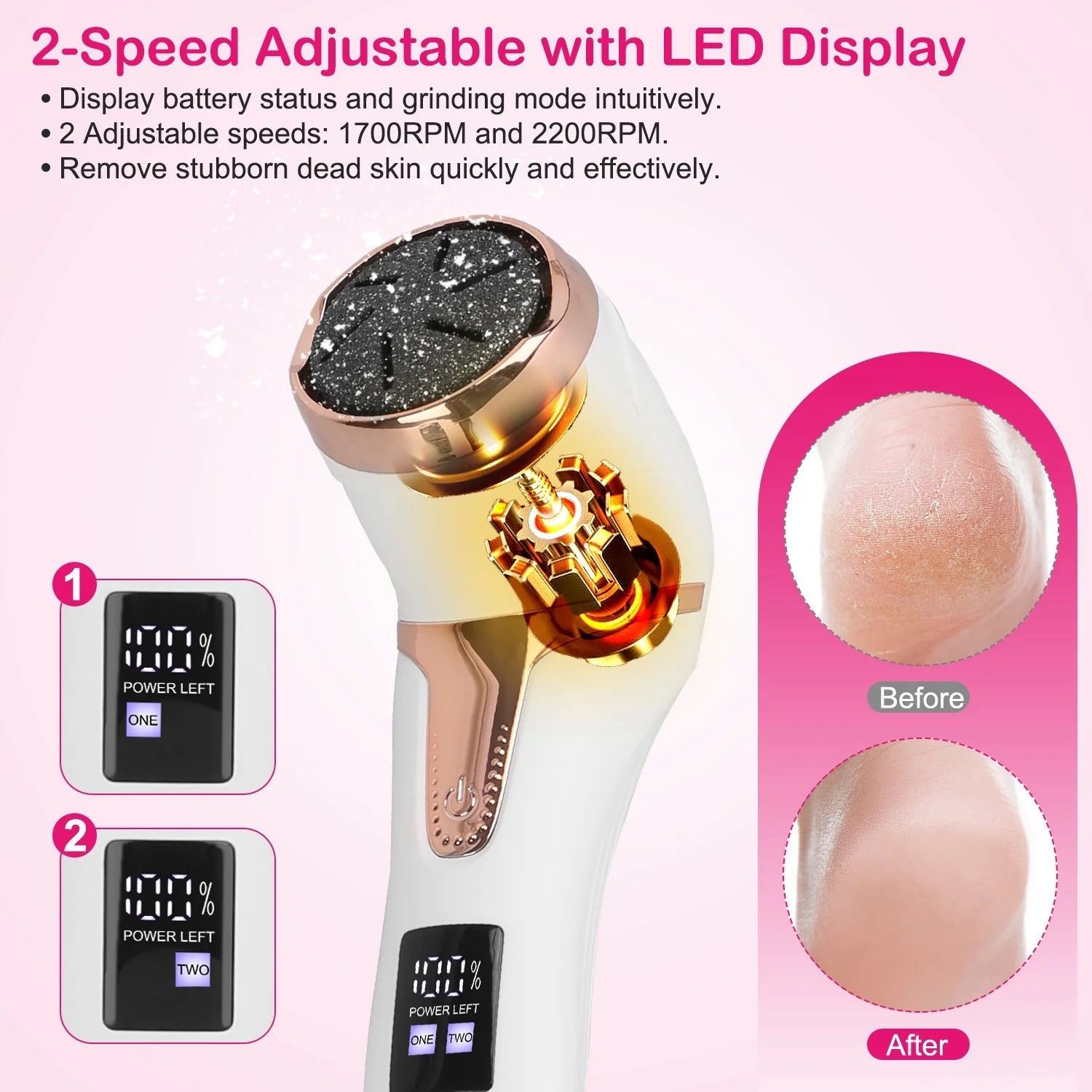 Electric Foot File with Vacuum Rechargeable Foot File Dead Skin Pedicure Machine