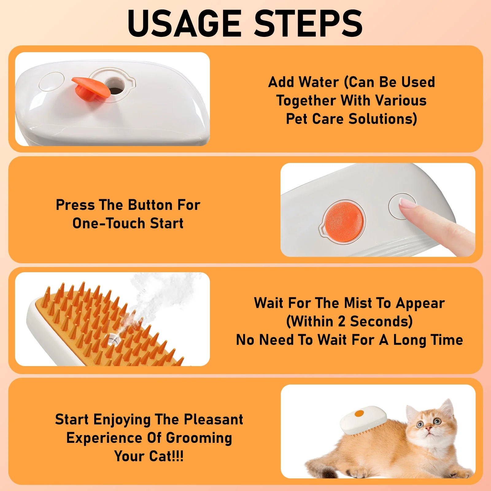 Multi-Functional Anti-Static Shedding Spray Pet Steam Brush