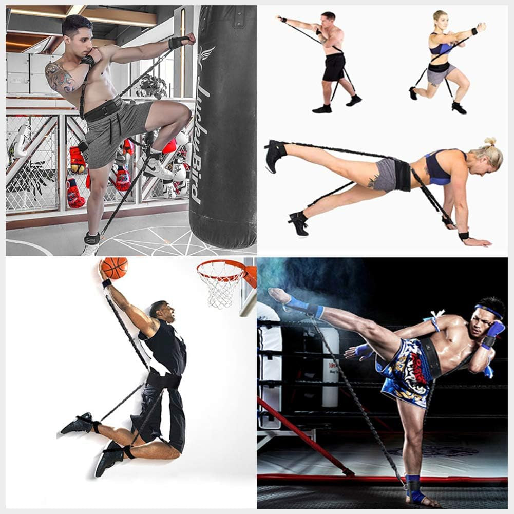 Boxing Training Resistance Band Set Leg Strength and Agility Training Strap System for Boxing,Mma,Muay Thai,Karate Combat, Basketball,Football Build Speed and Strength for Hitting